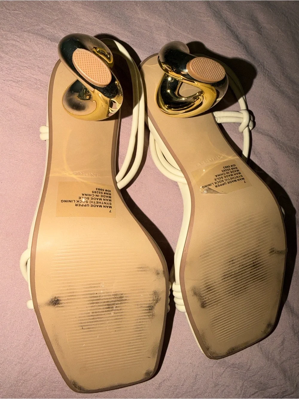 Express Ivory Strappy Knot Heels